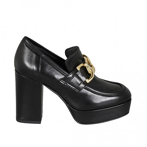 Woman's loafer in black leather with...