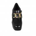 Mocasino para mujer en piel negra con cadena y plataforma tacon 9 - Tallas disponibles:  43