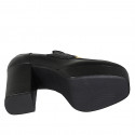 Mocasino para mujer en piel negra con cadena y plataforma tacon 9 - Tallas disponibles:  43