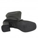 Woman's ankle boot with zipper and accessory in black leather heel 7 - Available sizes:  43