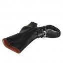 Woman's ankle boot with zipper and accessory in black leather heel 7 - Available sizes:  43