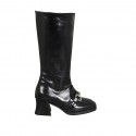 Bottes pour femmes en cuir noir avec fermeture éclair interieur et accessoire talon 5 - Pointures disponibles:  42, 45