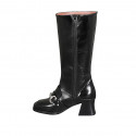 Woman's boot in black leather with zipper and accessory heel 5 - Available sizes:  42, 45