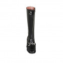 Bota para mujer en piel negra con cremallera interna y accesorio tacon 5 - Tallas disponibles:  42, 45