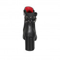 Botín para mujer con cremallera, elastico y correa con tachuelas en piel negra tacon 8 - Tallas disponibles:  32, 42