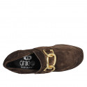 Mocassino da donna con plateau e catena in camoscio marrone tacco 9 - Misure disponibili: 34, 42