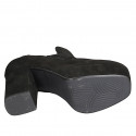 Mocasino para mujer con plataforma en gamuza negra tacon 9 - Tallas disponibles:  42, 43