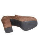 Woman's mocassin with platform in light brown suede heel 9 - Available sizes:  33, 42, 43