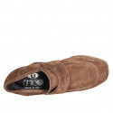 Mocasino para mujer con plataforma en gamuza marron claro tacon 9 - Tallas disponibles:  33, 42, 43