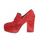 Mocassin pour femmes avec plateforme en daim rouge foncé talon 9 - Pointures disponibles:  32, 42