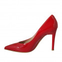 Woman's pump shoe in red patent leather heel 9 - Available sizes:  32