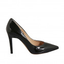 Woman's pointy pump in black patent leather heel 9 - Available sizes:  32