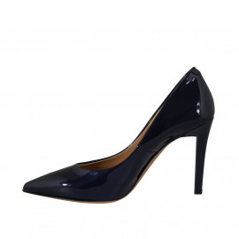 Escarpin à bout pointu pour femmes en cuir verni bleu foncé talon 9 - Pointures disponibles:  34, 42 2
