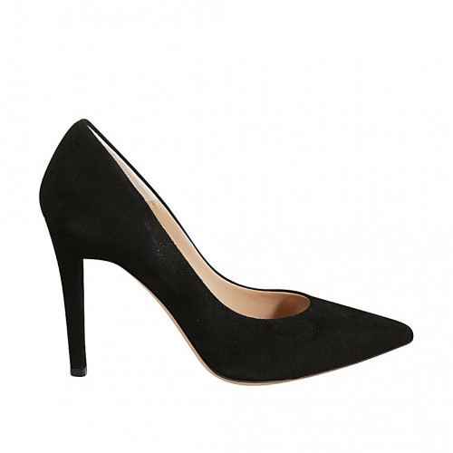 Women's pointy pump in black suede heel 9 - Available sizes:  42, 43