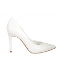 Escarpin à bout pointu pour femmes en cuir blanc talon 9 - Pointures disponibles:  42, 43, 44