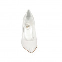 Woman's pointy pump shoe in white leather heel 9 - Available sizes:  42, 43, 44