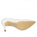 Woman's pointy pump shoe in white leather heel 9 - Available sizes:  42, 43, 44