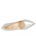 Zapato de salón elegante puntiagudo para mujer en piel laminada plateada tacon 9 - Tallas disponibles:  31