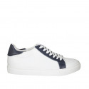 Woman's laced shoe in white and blue leather with removable insole wedge heel 3 - Available sizes:  43