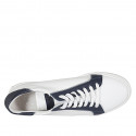 Woman's laced shoe in white and blue leather with removable insole wedge heel 3 - Available sizes:  43