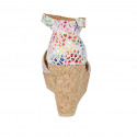 Woman's open shoe with strap and platform in multicolored printed suede wedge heel 9 - Available sizes:  43