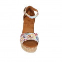 Woman's open shoe with strap and platform in multicolored printed suede wedge heel 9 - Available sizes:  43