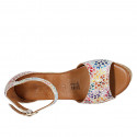 Woman's open shoe with strap and platform in multicolored printed suede wedge heel 9 - Available sizes:  43