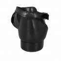 Woman's open shoe with ankle strap in black leather heel 2 - Available sizes:  42