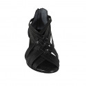 Woman's open shoe with zipper in black leather heel 2 - Available sizes:  33, 42