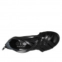 Zapato abierto con cremallera en piel negra tacon 2 - Tallas disponibles:  33, 42