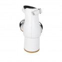 Zapato abierto para mujer con cinturon al tobillo en piel blanca tacon 5 - Tallas disponibles:  44