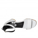 Woman's open shoe with ankle strap in white leather heel 5 - Available sizes:  44