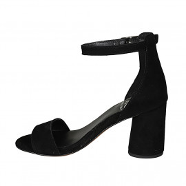 Escarpin ouvert pour femmes avec courroie en daim noir talon 7 - Pointures disponibles:  43 2
