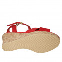 Woman's sandal with ankle strap and knot in red suede wedge heel 7 - Available sizes:  42