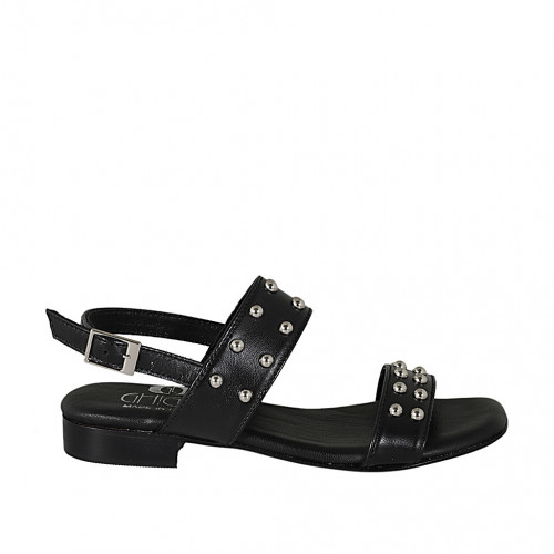 Woman's sandal in black leather with...