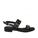 Sandalo da donna con borchie in pelle nera tacco 2 - Misure disponibili: 33