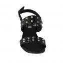 Sandalo da donna con borchie in pelle nera tacco 2 - Misure disponibili: 33