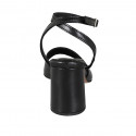 Sandalo da donna in pelle nera con cinturino alla caviglia tacco 7 - Misure disponibili: 42