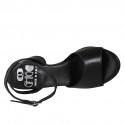 Woman's ankle strap sandal in black leather heel 7 - Available sizes:  42