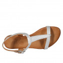 Woman's thong sandal in silver-colored laminated leather heel 2 - Available sizes:  33