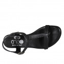Woman's thong sandal in black-colored leather heel 2 - Available sizes:  33