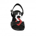 Woman's strap sandal in black, white and red leather heel 2 - Available sizes:  44