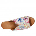 Woman's platform mules in multicolored printed suede wedge heel 7 - Available sizes:  42