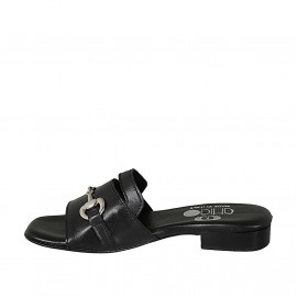 Sabot da donna con accessorio in pelle nera tacco 2 - Misure disponibili: 32, 42 2