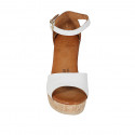 Woman's open shoe with strap and platform in white leather wedge heel 9 - Available sizes:  42, 43