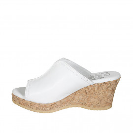 Woman's mules in white leather with platform and wedge heel 7 - Available sizes:  42 2