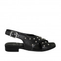 Sandalia para mujer con tachuelas en piel negra tacon 2 - Tallas disponibles:  32, 33