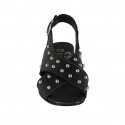 Woman's sandal with studs in black leather heel 2 - Available sizes:  32, 33