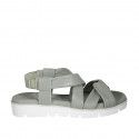 Woman's sandal in sage green leather with elastic band wedge heel 3 - Available sizes:  43
