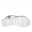 Woman's sandal in sage green leather with elastic band wedge heel 3 - Available sizes:  43